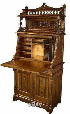 Antique Late Victorian Eastlake Style Carved Slant Front Desk,How To Bleach Clothes Fashion