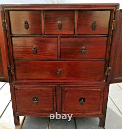 16 Antique Chinese Wood Red Furniture Cabinet Drawer 19th