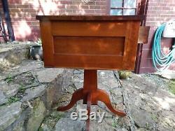 1832 Late Federal Transitional Birdseye Maple And Cherry 2 Drawer Work Table