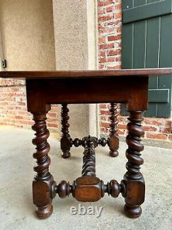 18th Century French Walnut Side Sofa Table Barley Twist Desk Louis XIII