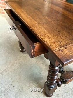 18th Century French Walnut Side Sofa Table Barley Twist Desk Louis XIII
