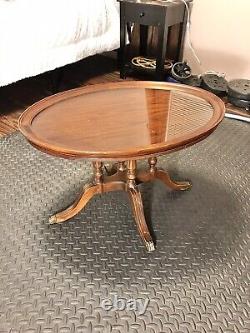 1950s Vintage Mahogany Removable Glass Tray-Top Butler's Table