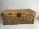 1970s Chinoiserie Handwoven Wicker Trunk Or Blanket Chest With Brass Hardware