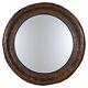 1970s Mid-Century Modern Circular Mirror with Parchment Frame 40 Diameter