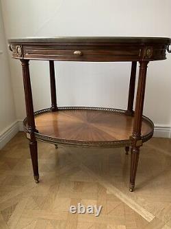 19th Century Late French Rosewood Tea serving Table with ormolu glass Tra