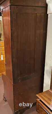 19th c Late Federal Mahogany Two Part Bookcase/Secretary Desk with Carved Paw Feet