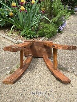 19thC Antique Primitive Mortised Chinese Japanese Stool Seat, Asian Elm Wood