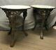 2 Antique Cast Iron English Victorian Pub Table Late 19thc with Marble Tops (read)