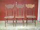 3 Matching High Back Solid Seat Pressed Back Chairs Late 1800's L@@K