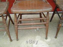 3 Matching High Back Solid Seat Pressed Back Chairs Late 1800's L@@K