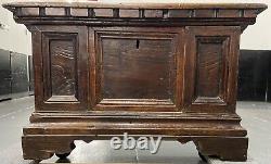 $4,000 Late 17th century Italian walnut paneled and carved cassone hinged lid