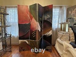 4 Panel Hand Painted POSTMODERN Contemporary Abstract Wall room Divider MONTI