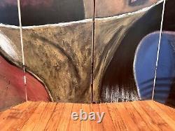 4 Panel Hand Painted POSTMODERN Contemporary Abstract Wall room Divider MONTI