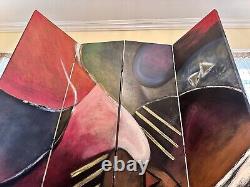 4 Panel Hand Painted POSTMODERN Contemporary Abstract Wall room Divider MONTI