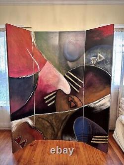 4 Panel Hand Painted POSTMODERN Contemporary Abstract Wall room Divider MONTI