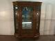53383Fabulous Late 1800's Carved Oak Round Glass China Cabinet