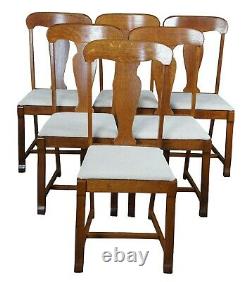 6 Antique Late Victorian Quartersawn Oak Dining Side Chairs