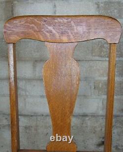 6 Antique Late Victorian Quartersawn Oak Dining Side Chairs