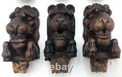 6 antique wood furniture ornaments lot 19th century lion heads