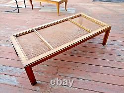 60 x 30 x 16 Vtg Early 70s DREXEL HERITAGE Solid Wood Glass Top Coffee Table