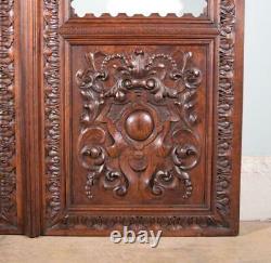 63 Tall Pair of Antique French Solid Oak Cabinet Doors Late 1800's Salvage