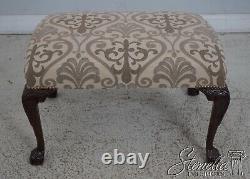 63964EC Ball & Claw Chippendale Ottoman w. New Upholstery