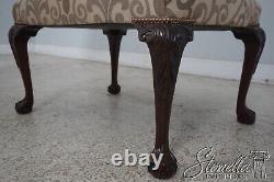 63964EC Ball & Claw Chippendale Ottoman w. New Upholstery