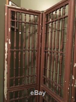 91 Tall Late 19th Century Beaux Arts Three Panel Carved Wood Room Divider