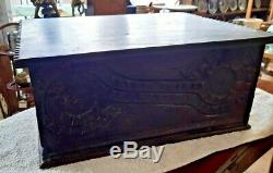 A Fabulous Late 17th Century 6-Plank Carved Oak Bible/Deed Box