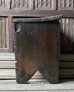 A Late 16th Century Oak Boarded Chest Of Small Proportions