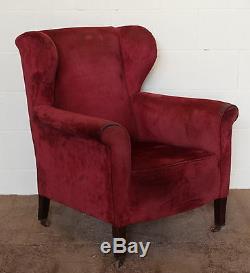A Late Victorian Wing Arm Chair Re-Upholstery Great Shape Tapering Supports