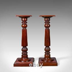 A Pair of Vintage Torcheres, Victorian Taste, Mahogany Plant Stand Late C20th