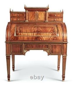 A Russian Neoclassical Brass Mounted Mahogany Cylinder Desk, Late 19th/Early 20t