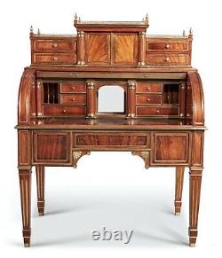 A Russian Neoclassical Brass Mounted Mahogany Cylinder Desk, Late 19th/Early 20t