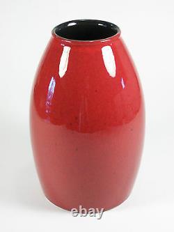 AMANO Vintage Ceramic Vase Rich Red Glaze Germany Late 20th Century
