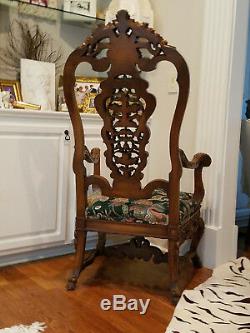 AMAZING CARVED ANTIQUE DINING & SIDE CHAIRS, late 1800's, 2 Arm & 2 Side Chairs