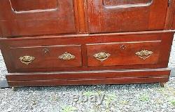 ANTIQUE ARMOIRE, Large 7 ft Tall, Dark Wood, Knockdown, Late 1800s-Early 1900s