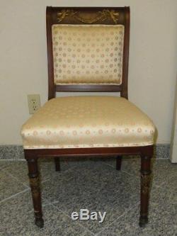 ANTIQUE LATE 19c FRENCH EMPIRE STYLE CHAIR with BRONZE MOUNTS