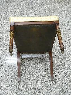 ANTIQUE LATE 19c FRENCH EMPIRE STYLE CHAIR with BRONZE MOUNTS