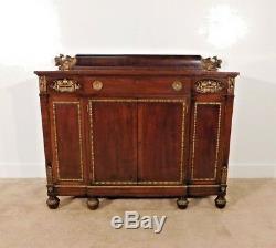 ANTIQUE Regency Late Victorian Lions Head Eagles Swans Carved Mahogany Sideboard