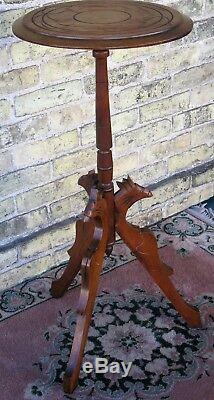 ANTIQUE WALNUT HAND CARVED VICTORIAN CANDLE LAMP PLANT DISPLAY STAND LATE 1890's