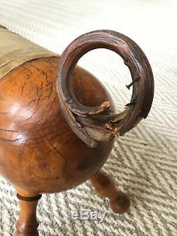 ANTIQUE Wood Gout Stool- Parlor Pig- Late 1800s Original Upholstery UNIQUE