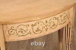 Adam Style Pair of Paint Decorated Demilune Console Tables