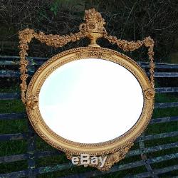 Adams Style Gilt Framed Oval Wall Mirror Late Victorian C19th