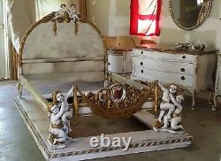 Amazing late 19th century carved 7 piece Italian Bedroom set 1thick marble tops