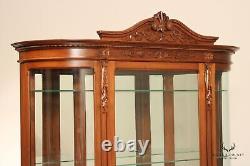 Ant. Victorian Renaissance Revival Carved Walnut Bowfront China Display Cabinet