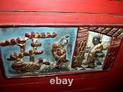 Antique/1850-1920 Chinese (Day-Bed) Furniture PanelPainted/Gilded/Carved Wood