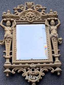 Antique 1897 Late Victorian Cast Iron Gilt Mirror Registered Design No. 299631