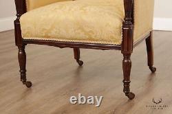 Antique 19th C. English Rosewood Pair of Club Arm Chairs