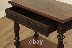 Antique 19th C. Jacobean Revival Oak Carved Console Table